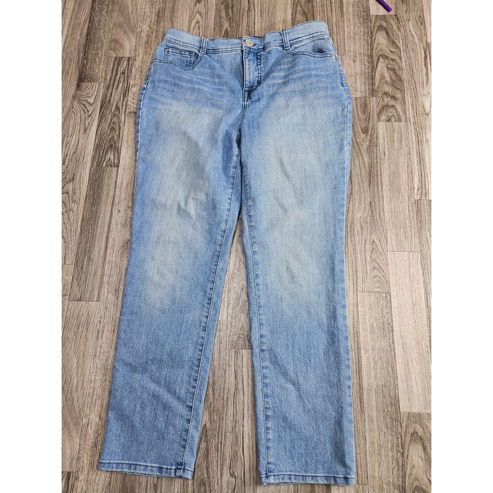 Style & Co Slim Leg Jeans Women 14P Blue Light Wash Stretch Petite Denim